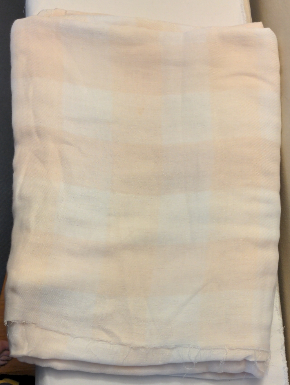 3 Yards Beige-White Gingham Double Gauze Twill Cotton